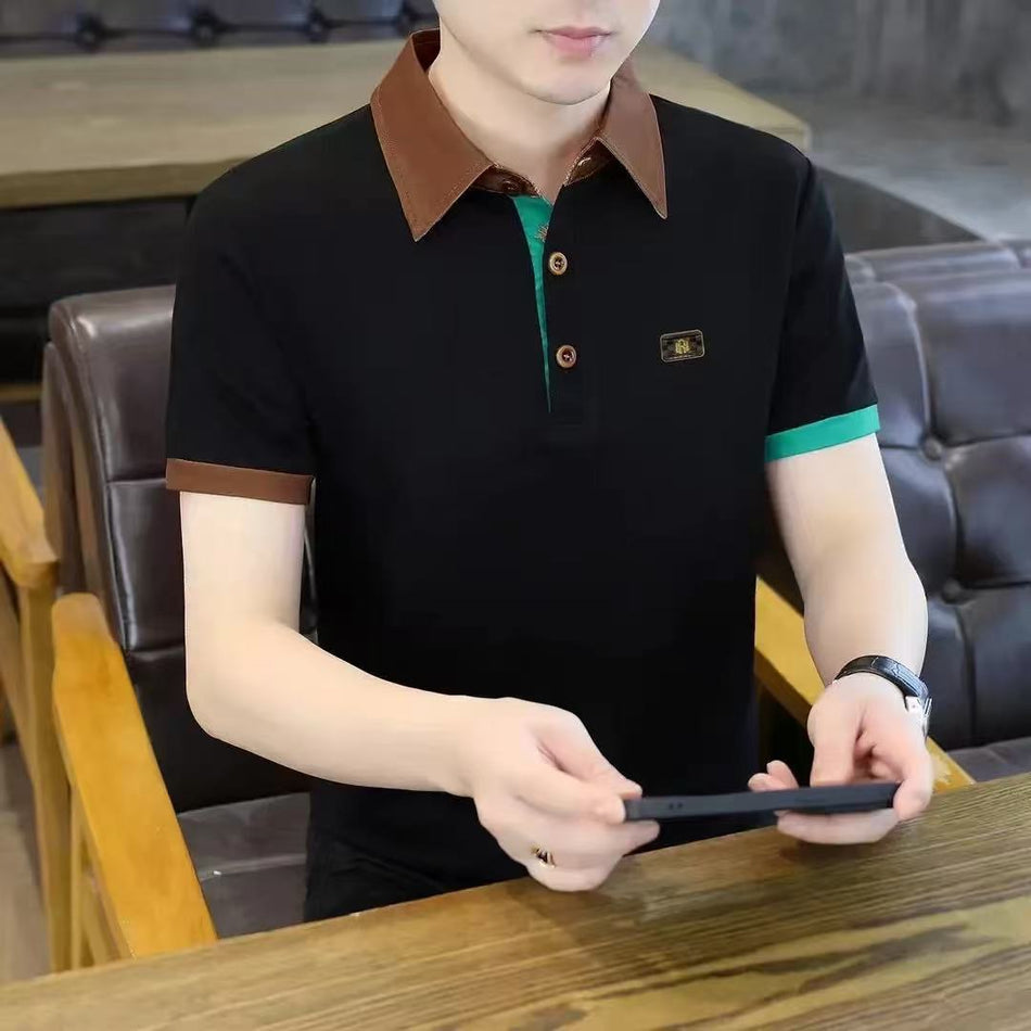 Men's Slim Fit Short Sleeve Business Casual Polo Shirt