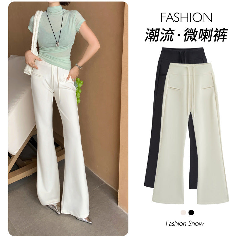 STOCK-Women’s Black Flared High-Waist Slimming Pants