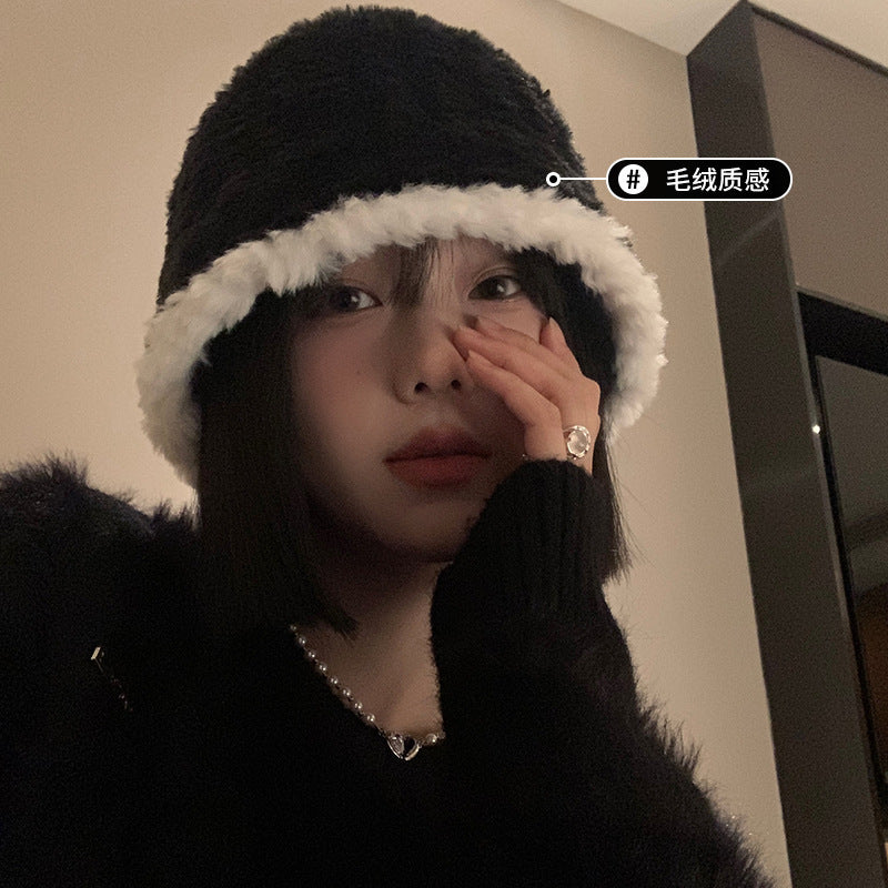 Women’s Black Plush Bucket Hat