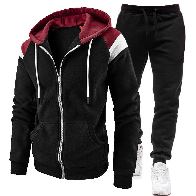 Men’s Color-Match Hoodie Set – Casual Sportswear
