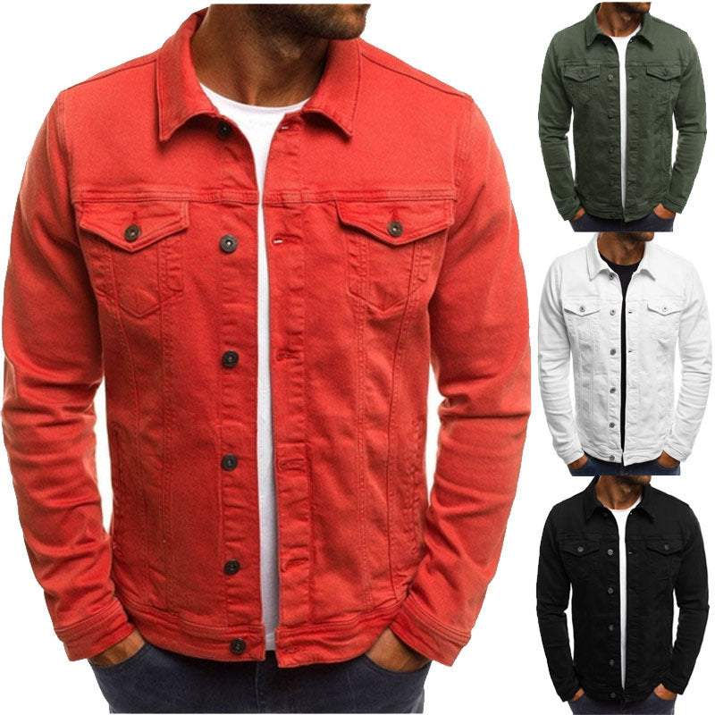 Men’s Slim-Fit Denim Cargo Jacket – Autumn & Winter Style