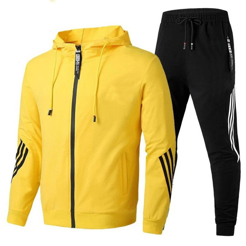 Men's Spring-Autumn Hooded Sweatshirt Slim Sports Two-Piece Set