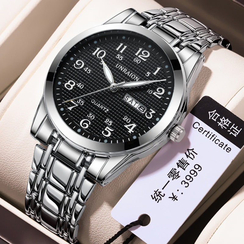 STOCK-Waterproof Dual Calendar Quartz Watch