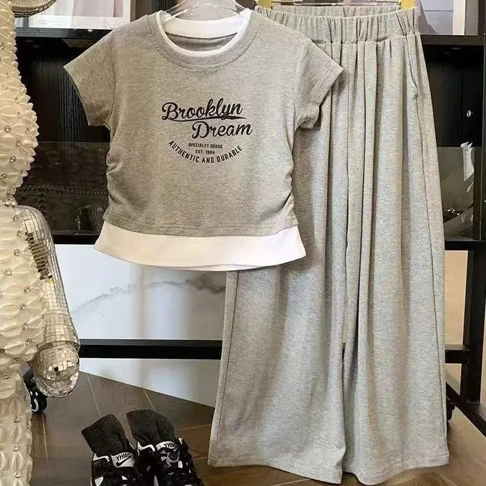 Girls’ Summer 2025 Fake Two-Piece Trendy Set – Summer Kids Fashion Nepal | Tudoholic