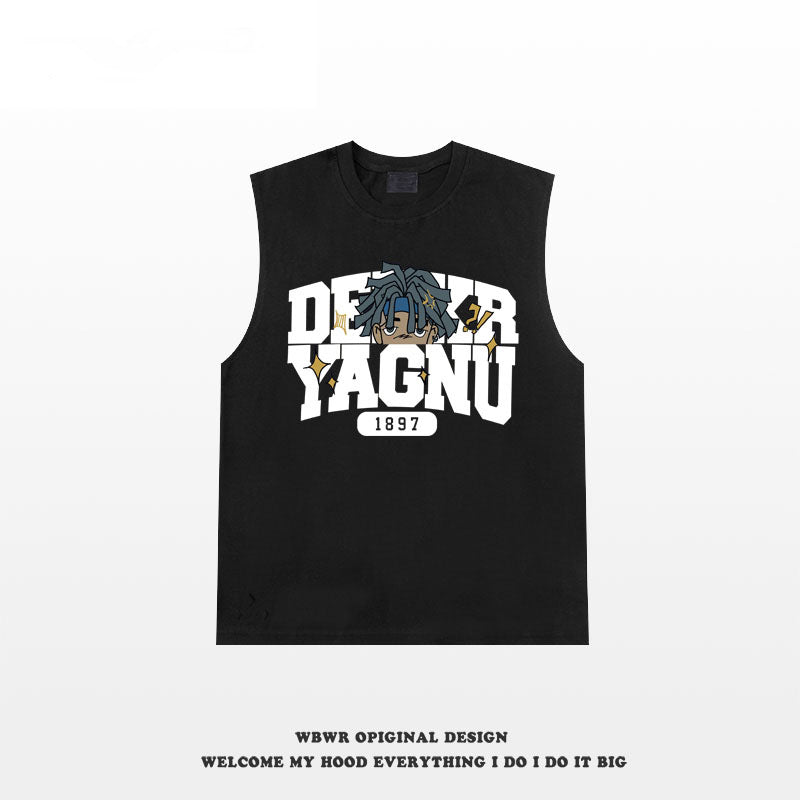 Men’s Cotton Letter Print Vest 🇺🇸 Summer Loose Fit