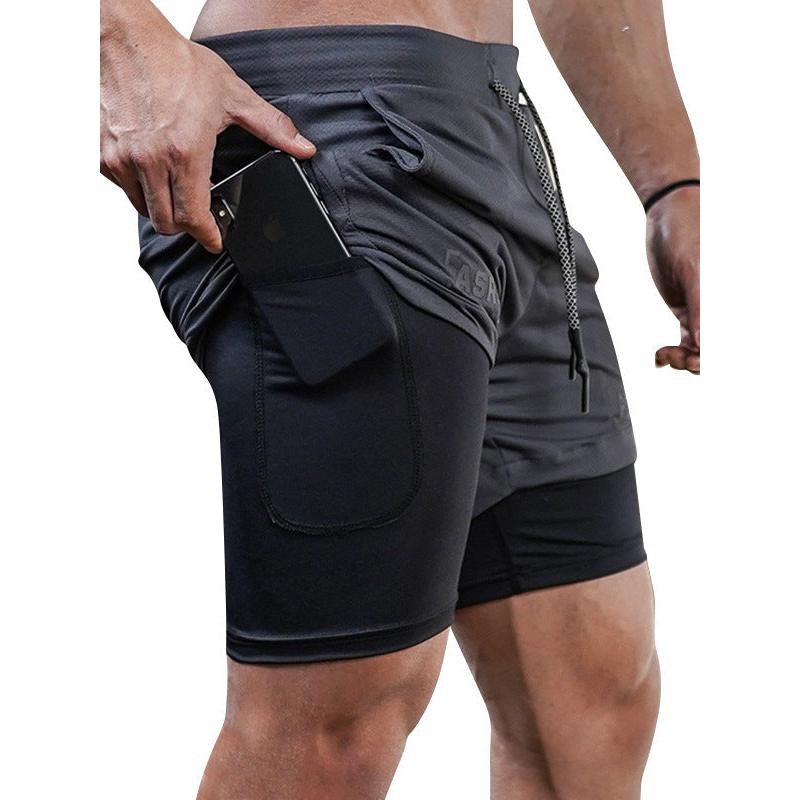 Men’s Summer Double-Layer Shorts – Fake Two-Piece, Multi-Pocket