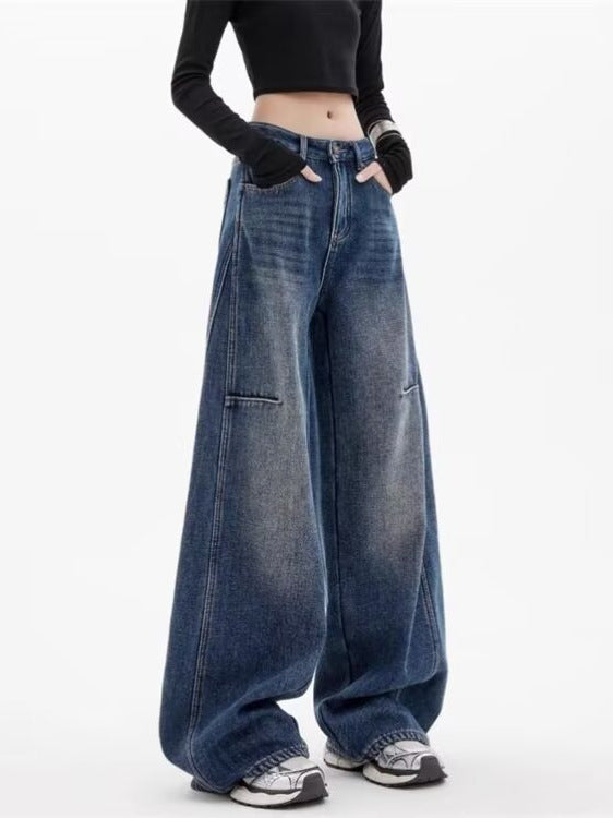 Plus-Size Retro High-Waist Wide-Leg Women’s Jeans