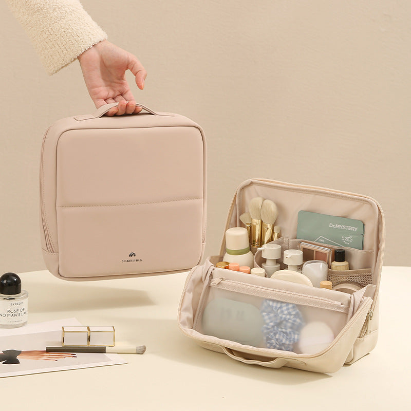 Anqin Vertical PU Cosmetic Bag – Large Capacity Travel Toiletry