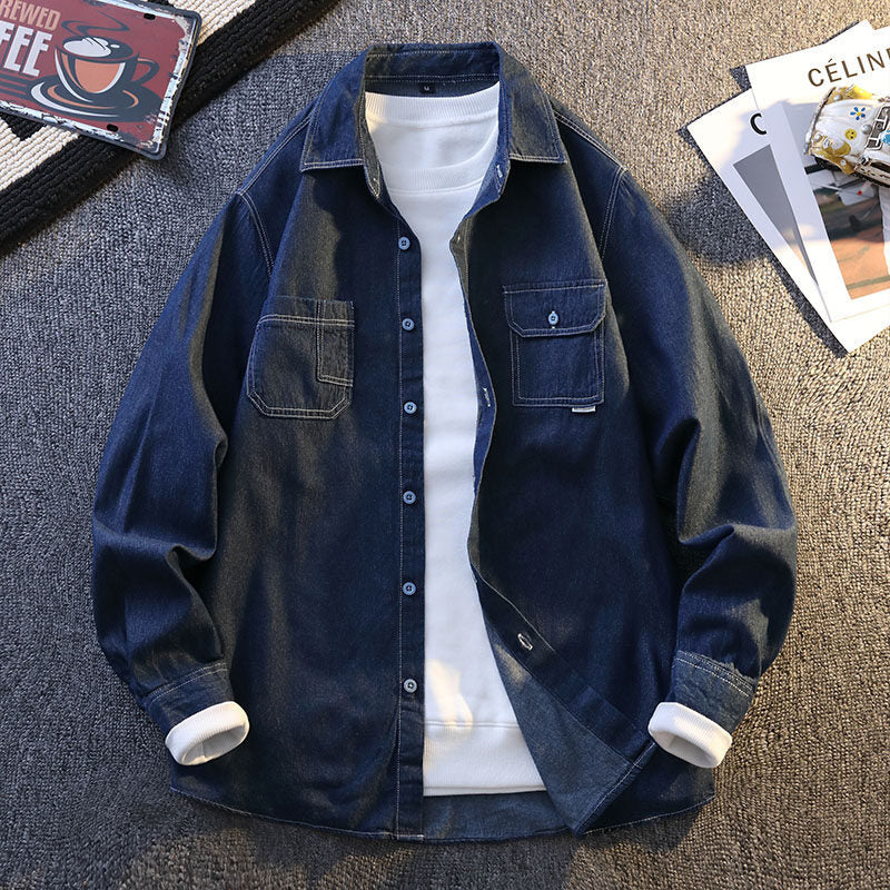 Men's Denim Long-Sleeve Loose Fashionable Jacket Shirt