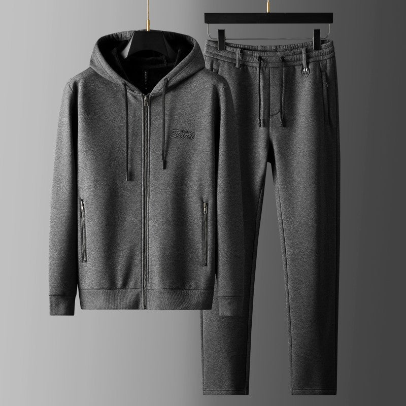 Men’s Hooded Sports Suit – Autumn Velvet Sweatshirt & Straight