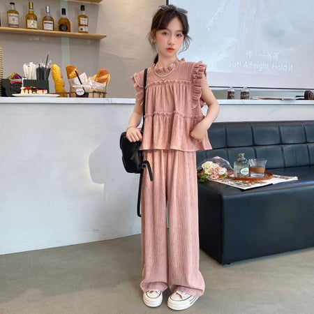 Girls Summer Sleeveless Wide Leg Pants Set 2024 – Cool Kids Fashion Nepal | Tudoholic