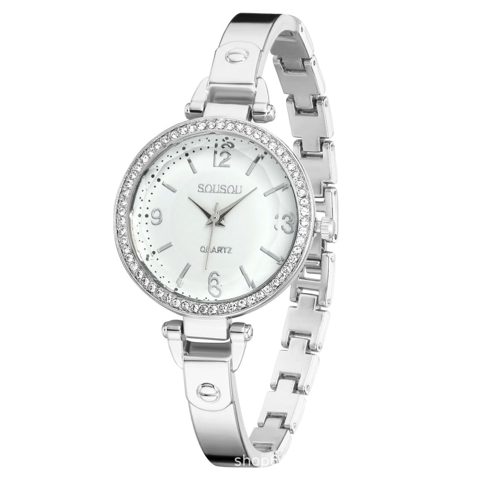 2026 Trendy Diamond-Accented Women's Steel Strap Watch