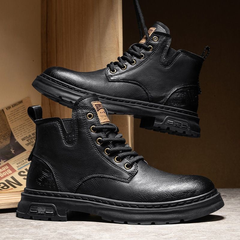 Men’s British Style Retro High-Top Leather Boots
