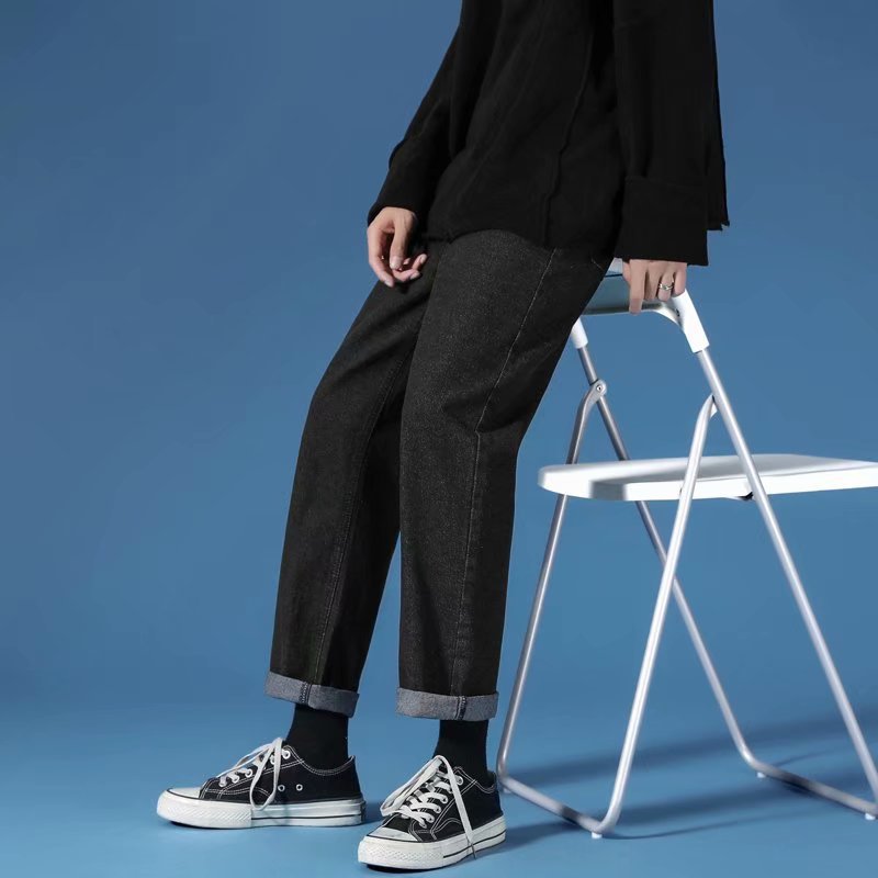 Men’s American Style Straight Jeans with Belt – Casual Cool