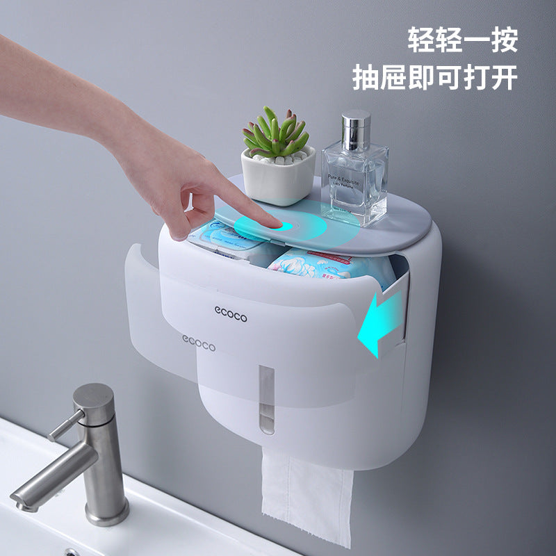 Waterproof Punch-Free Wall-Mounted Toilet Paper Box