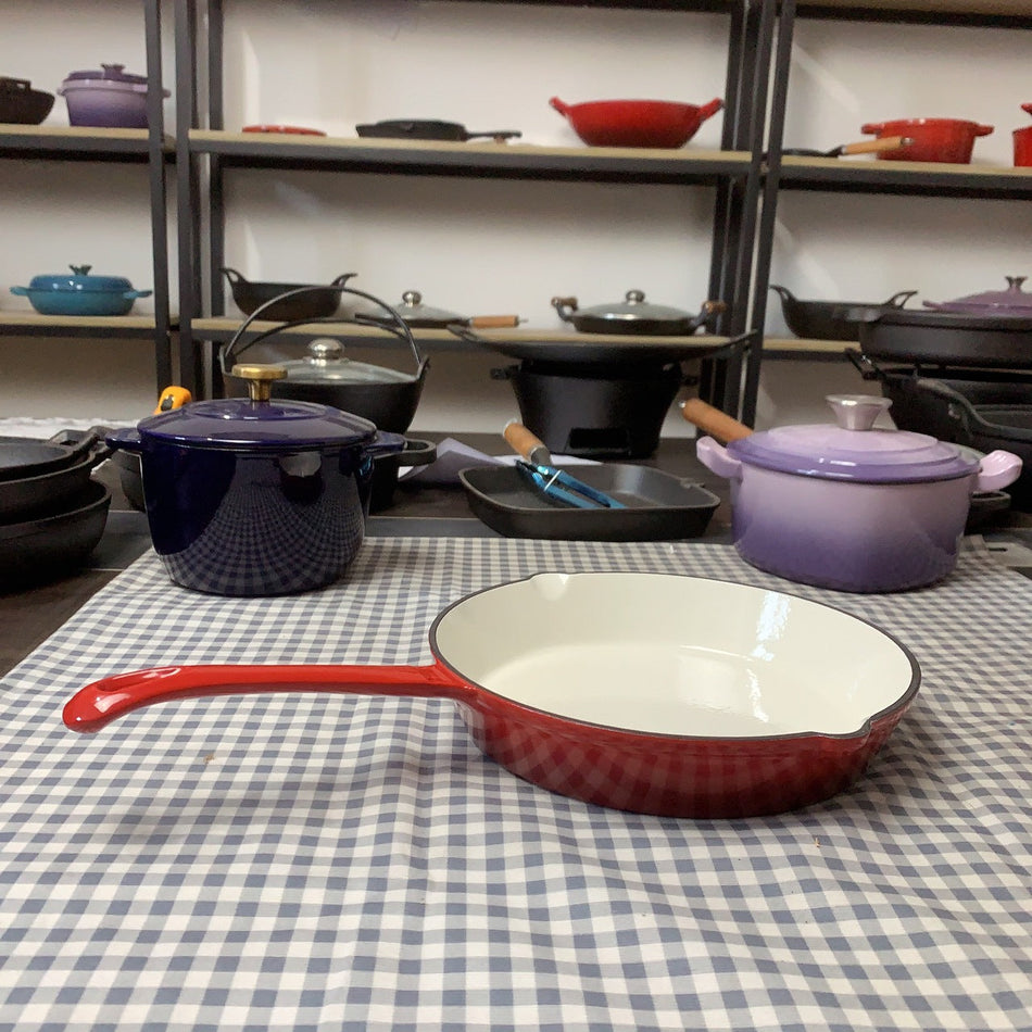 3-Piece Enamel Cast Iron Breakfast Pan Set – Red Gift Box