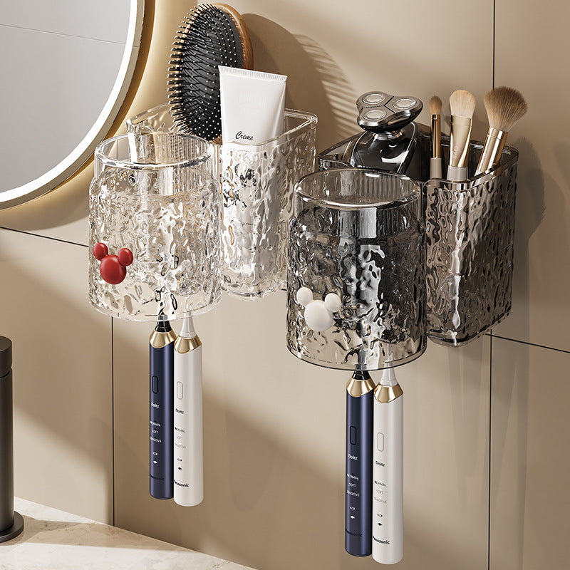 Water Ripple Wall-Mounted Toothbrush & Mouthwash Rack