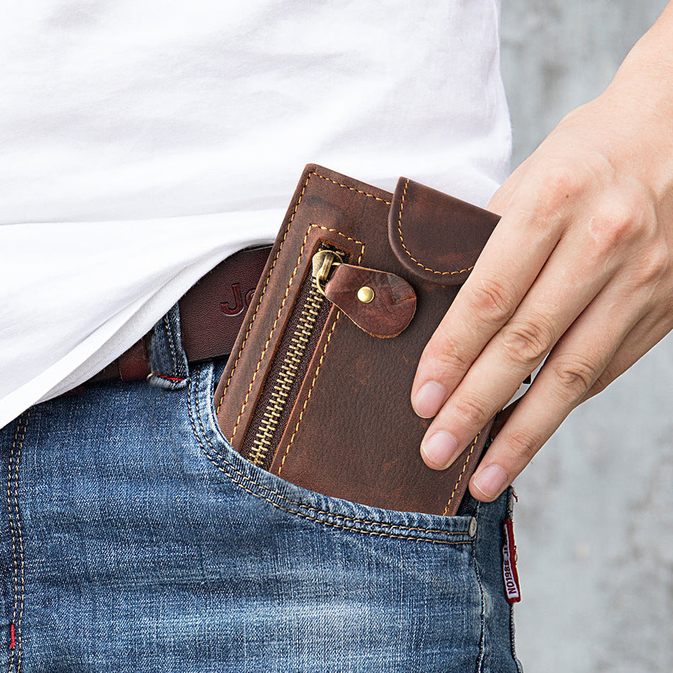 Maroon Anti-Theft Cowhide Wallet – Slim & Stylish Design