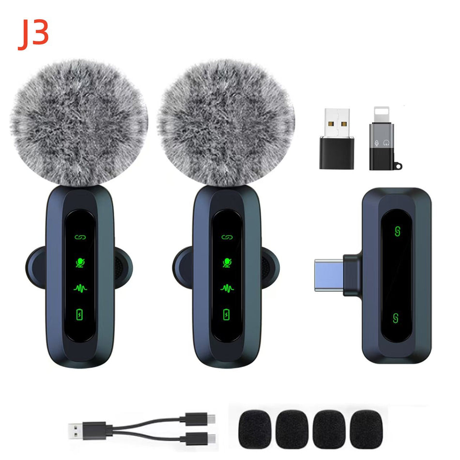 J3 One-to-Two Wireless Collar Mic – Noise-Reducing Live Broadcast