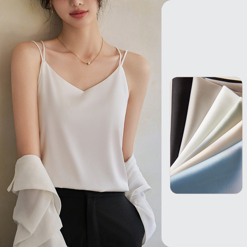 Women's Satin Camisole Top Elegant Sleeveless Summer Tank