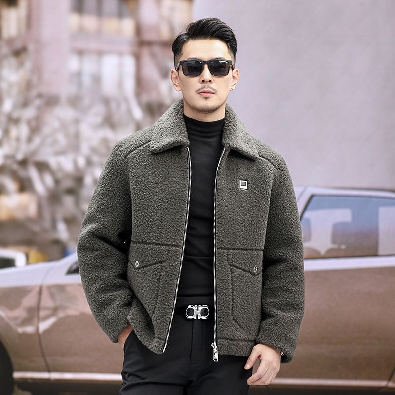 Men’s Lamb Velvet Winter Jacket Thickened Wool Coat