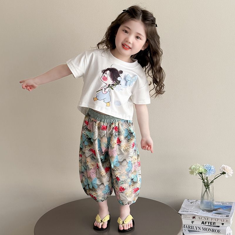 Girls Cartoon Jogger Pants Summer Set – Baby & Children's Outfits – Image 6