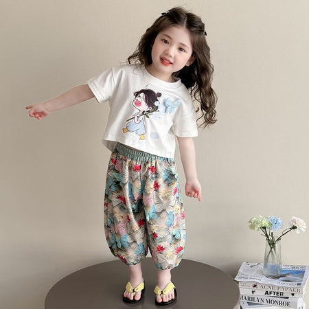 Girls Cartoon Jogger Pants Summer Set – Baby & Children's Outfits – Image 6
