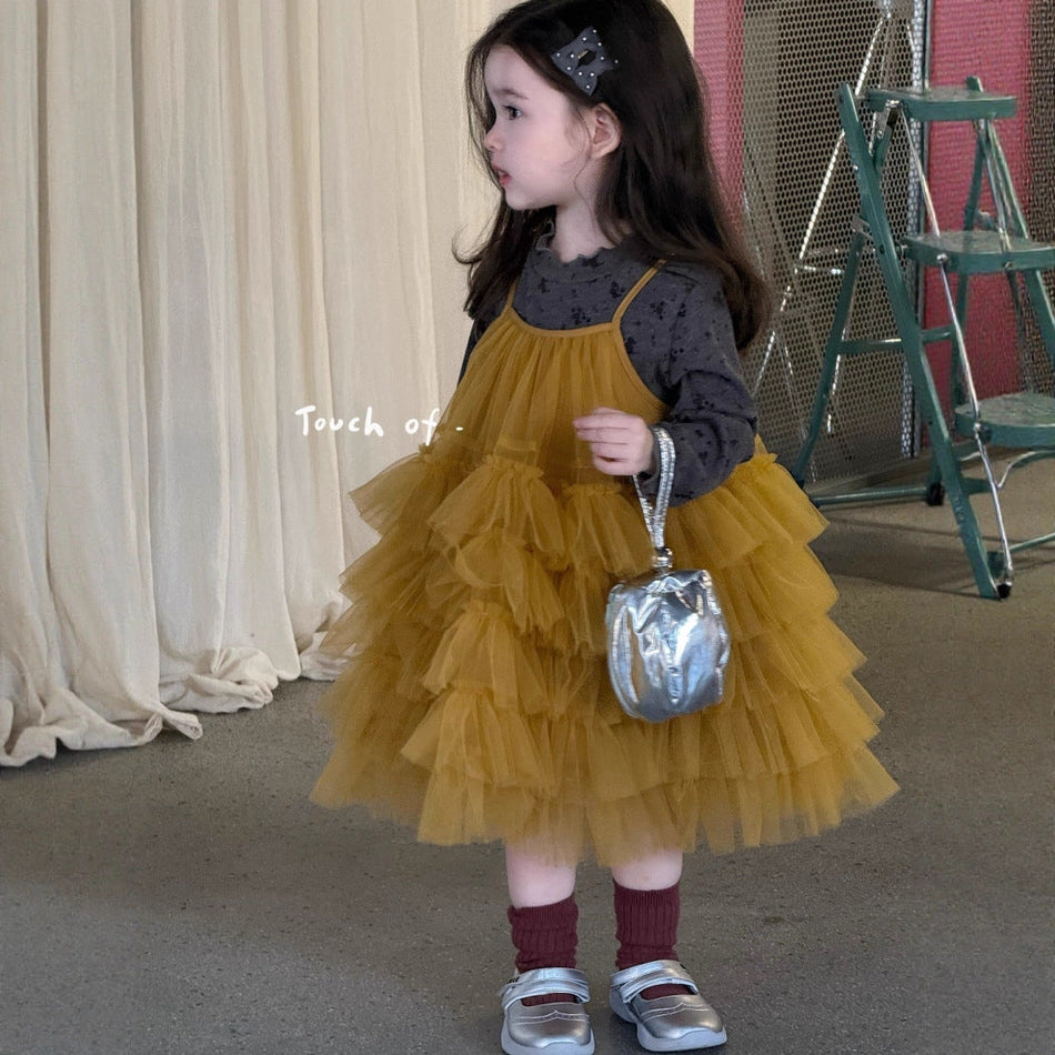 2025 Girls’ Korean Autumn Princess Dress Set