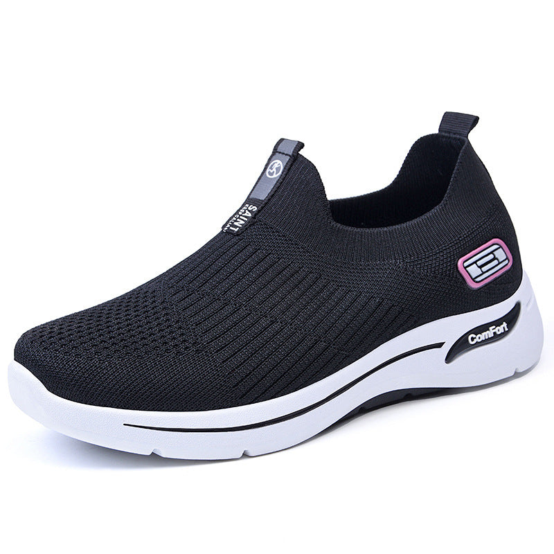 Korean Style Fly Knit Low Heel Sock Shoes