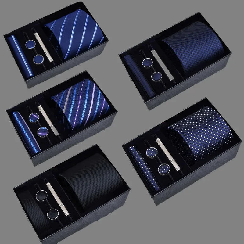Men's 5pc Formal Tie Gift Set – 8cm Stripe Design