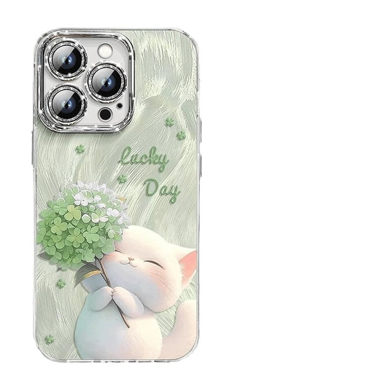 Feather-Yarn Cat Case (iPhone 16E/15/14/13/12)
