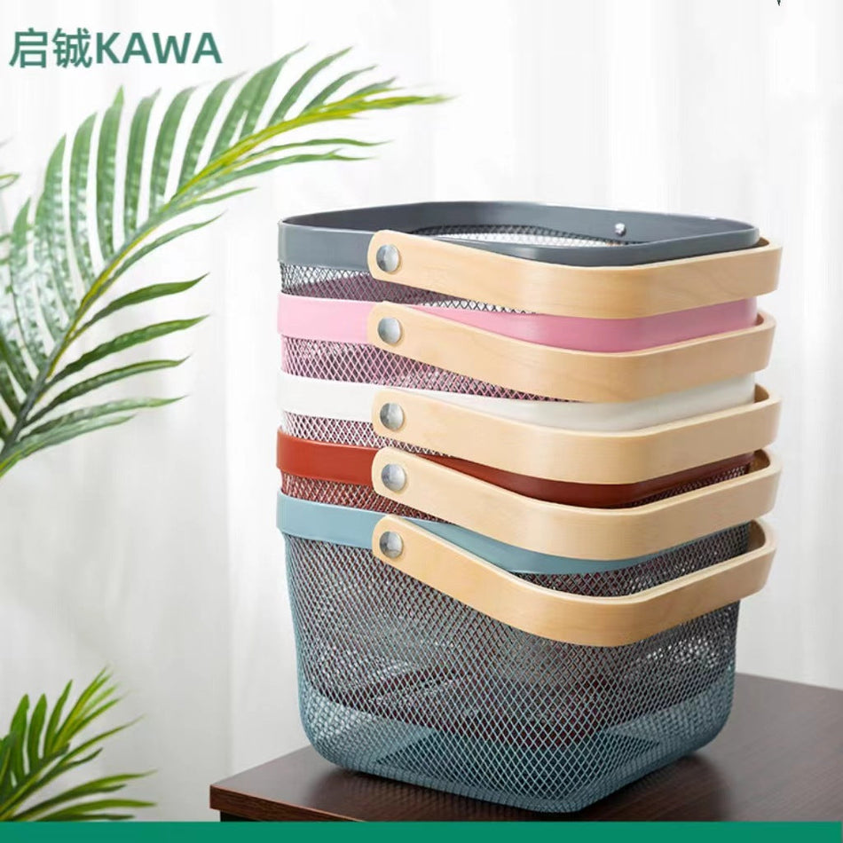 Iron Gift & Storage Basket | Wooden Handle Fruit Basket