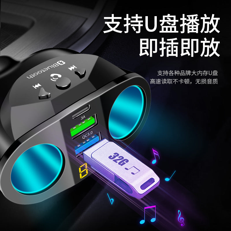 Rotating USB Car Charger – 1-to-4 FM Transmitter & Fast Charging