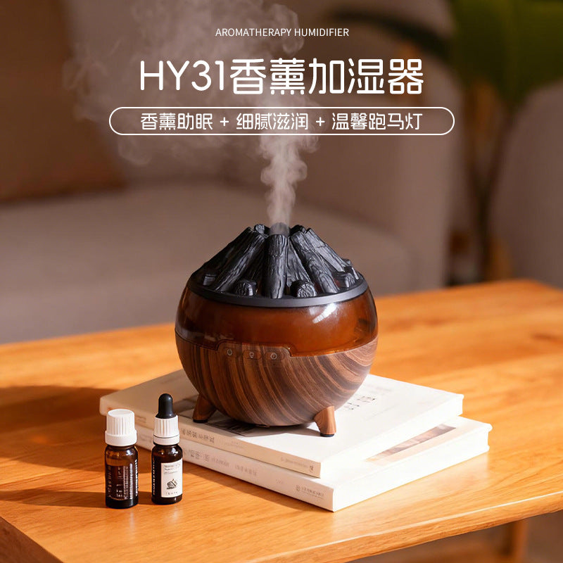 Simulated Charcoal Aroma Diffuser Wood Grain Air Humidifier