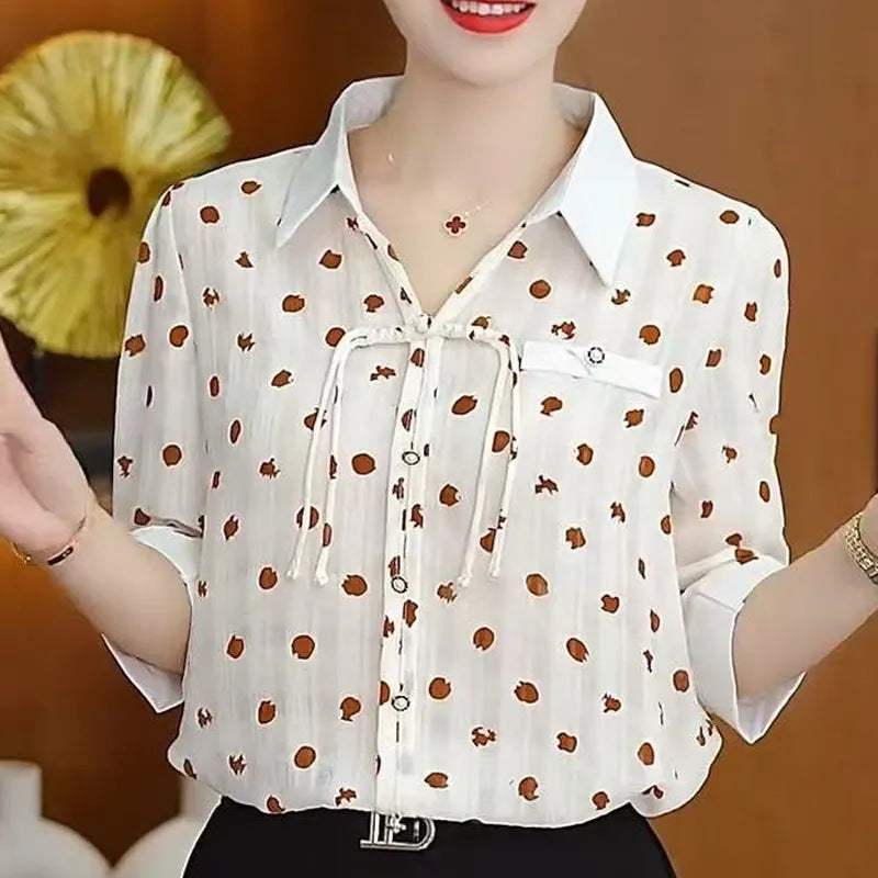 New Chinese Style Printed Summer Shirt for Women