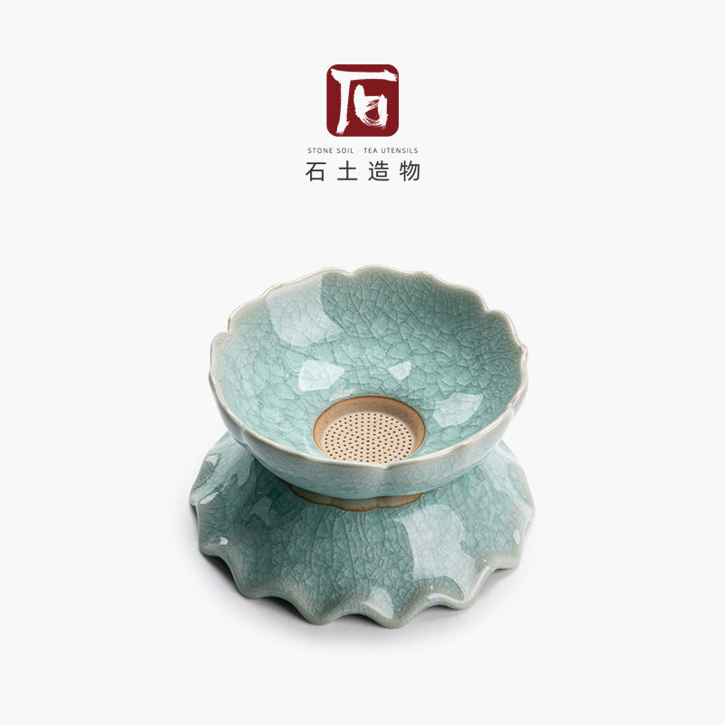 Ceramic Ru Kiln Ice Flower Glaze Tea Filter & Separator