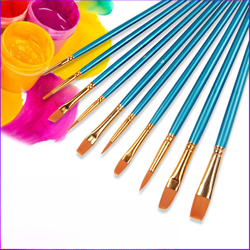 STOCK-10-Piece Nylon Watercolor & Oil Painting Brush Set – Red &