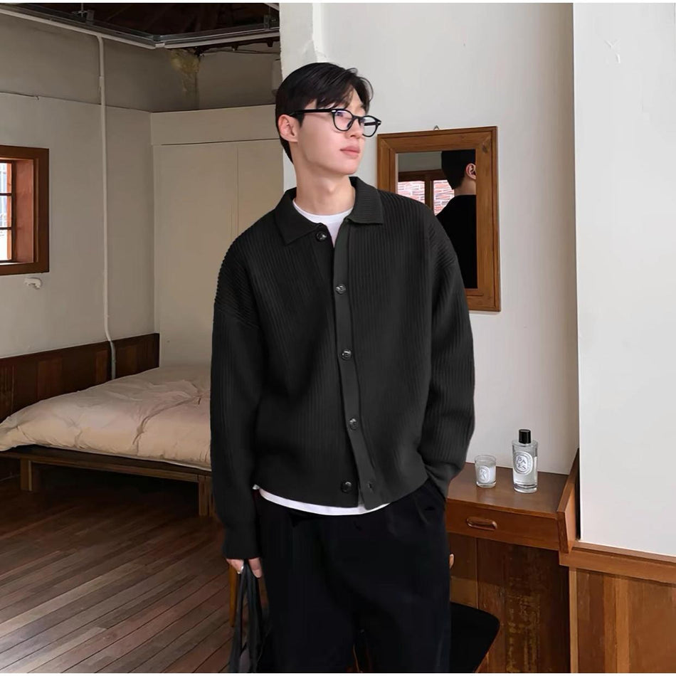 Bright Sweater Knit Cardigan Men's Korean Style Jacket