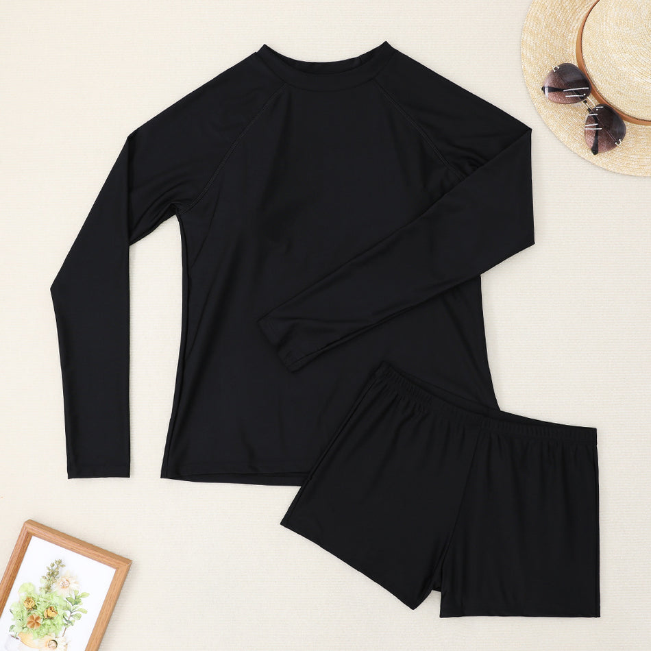 women's long-sleeved printed swimsuit