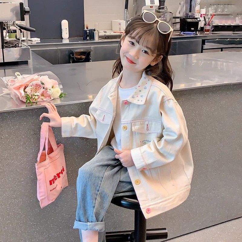 Girls Outwear Cotton Denim Jacket 2025 Korean Style Casual Top