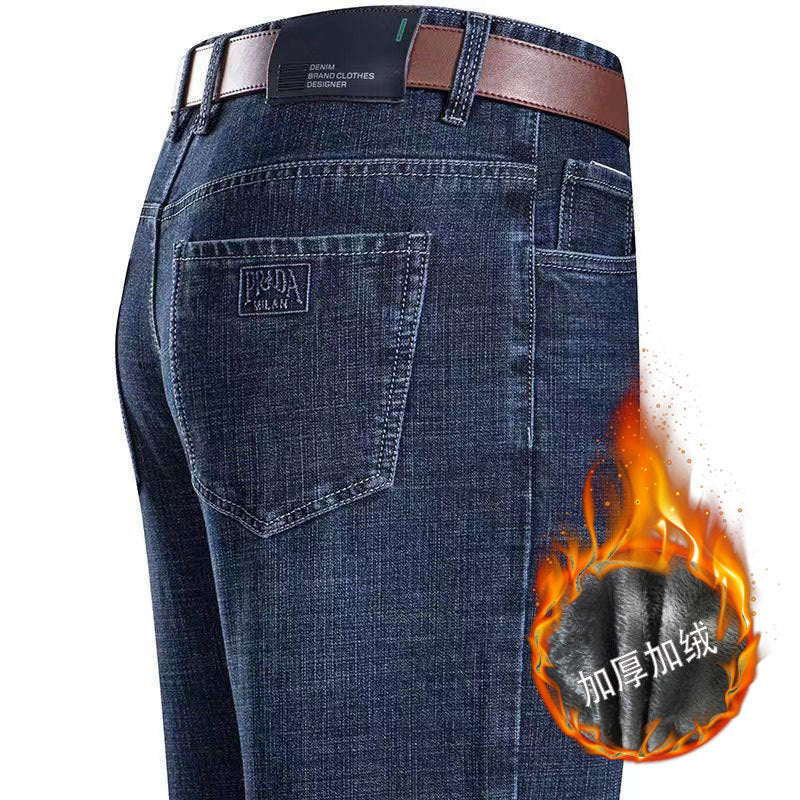 Fleece-Lined Autumn-Winter High-Waist Men’s Jeans