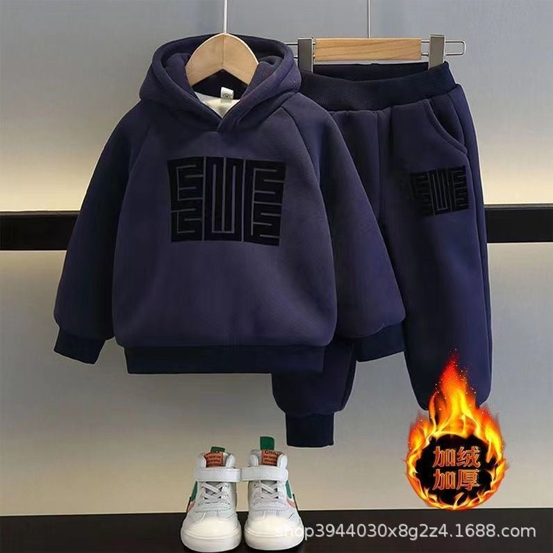STOCK-Boys’ Winter Fleece Sweatshirt & Pants Two-Piece Set