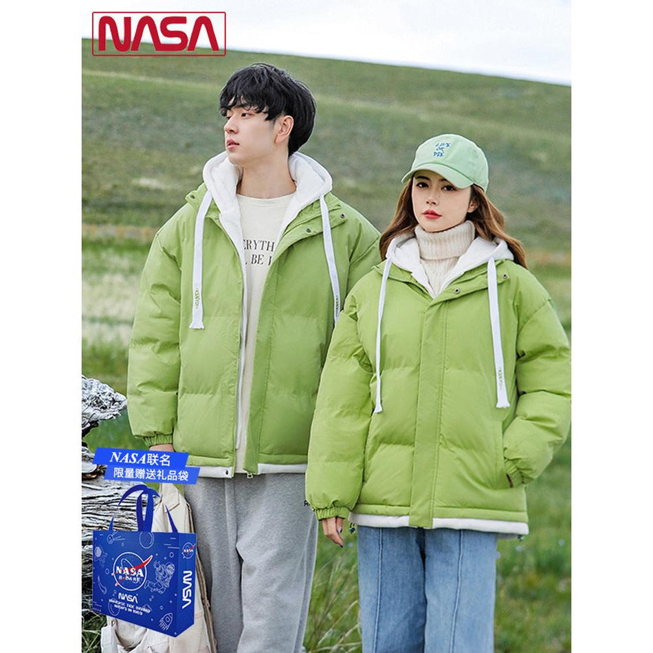 NASA Men’s Thickened Cotton-Padded Winter Coat Fake Two-Piece