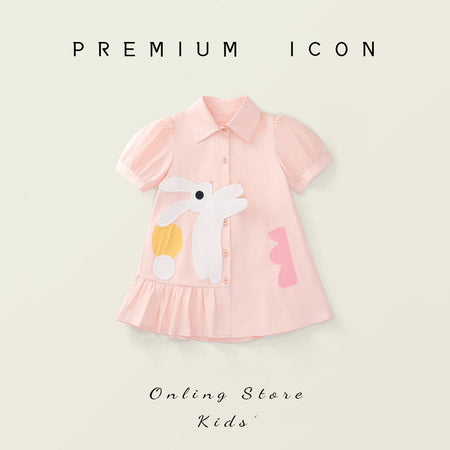 Girls Pink Bunny Summer Dress Korean Style – Summer Kids Fashion Nepal | Tudoholic