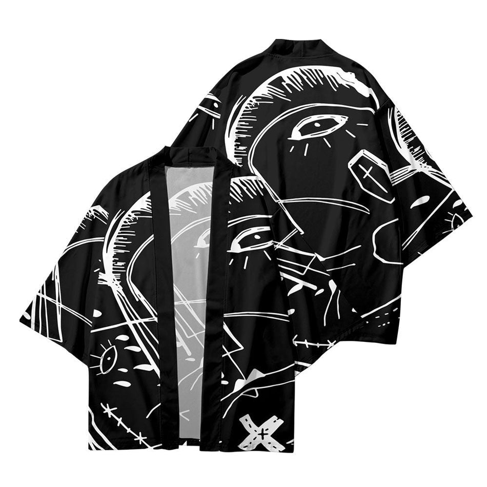 Men’s Graffiti Kimono Summer Digital Print Cardigan