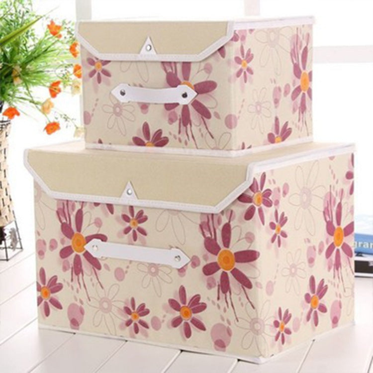 STOCK-Foldable Fabric Storage Box – Thick, Printed & With Lid