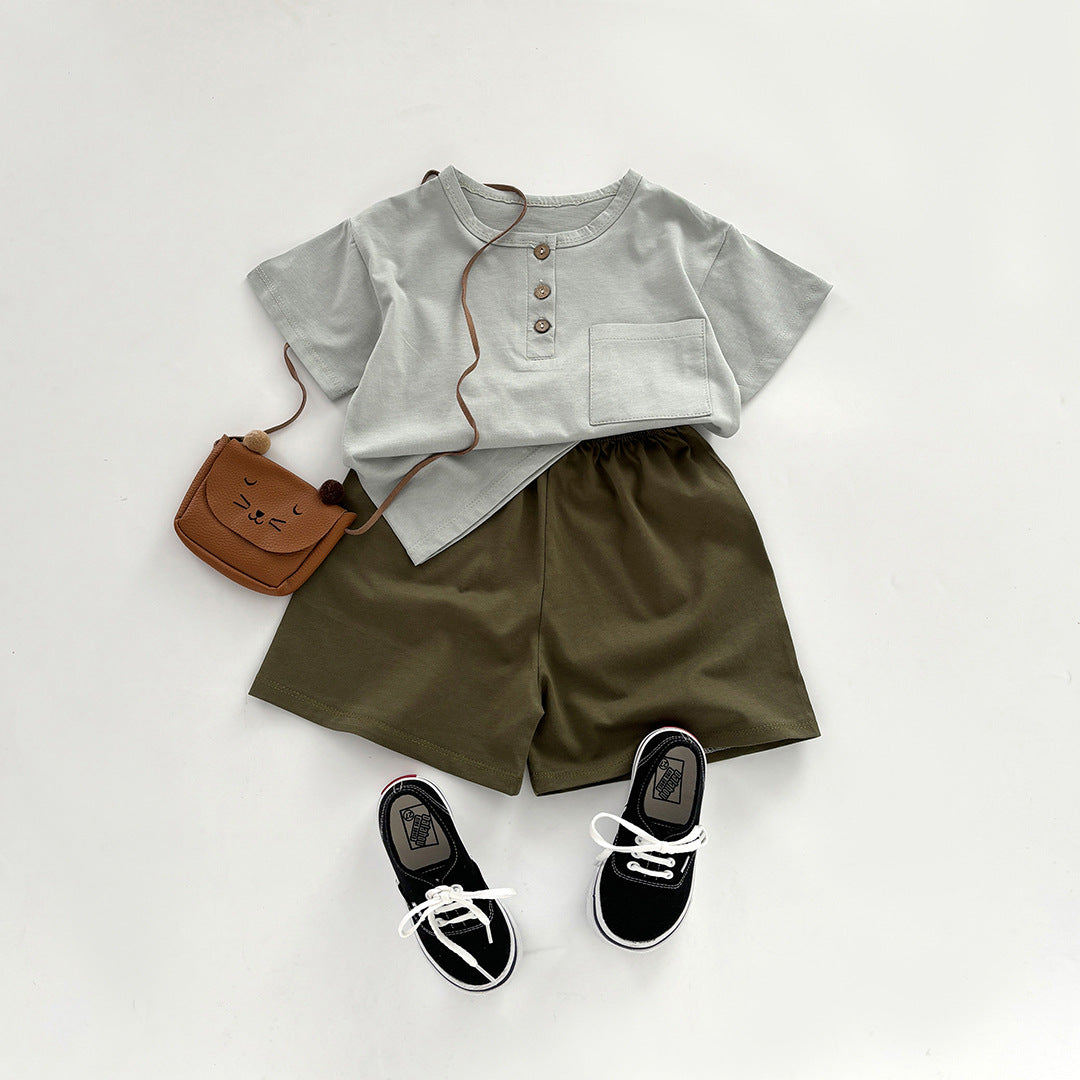 Summer Essential: Pure Cotton Boys’ Short-Sleeve Cardigan Suit – Summer Kids Fashion Nepal | Tudoholic