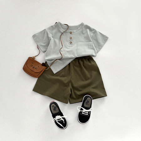 Summer Essential: Pure Cotton Boys’ Short-Sleeve Cardigan Suit – Summer Kids Fashion Nepal | Tudoholic