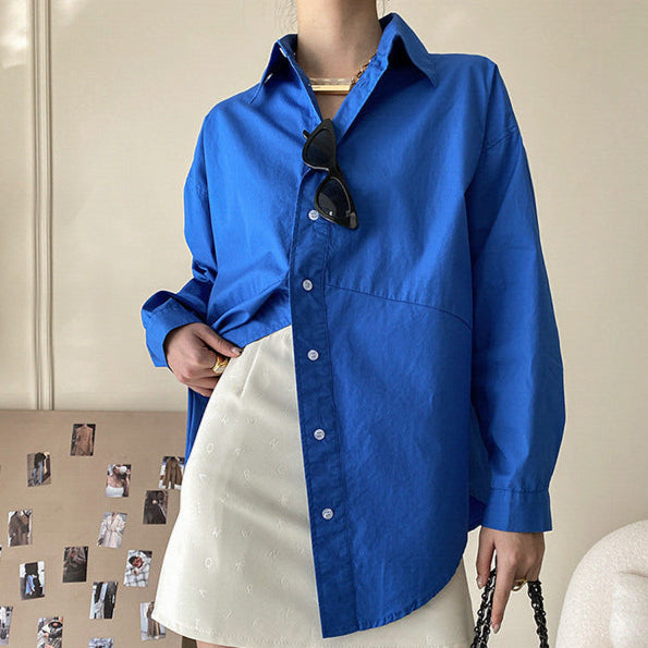 Sinan Klein Blue Striped Shirt – Niche Spring Long Sleeve