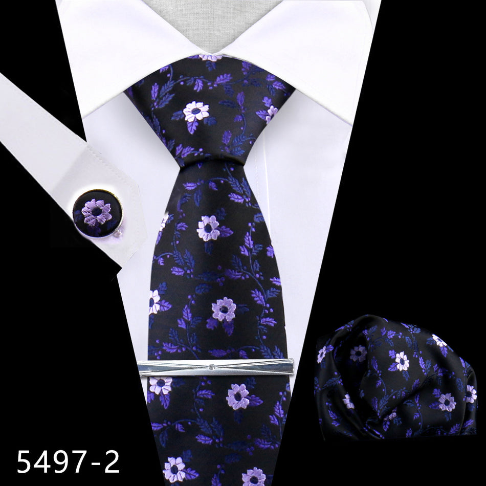 Men's High-End Tie, Square Scarf & Cufflinks Set 🎩✨